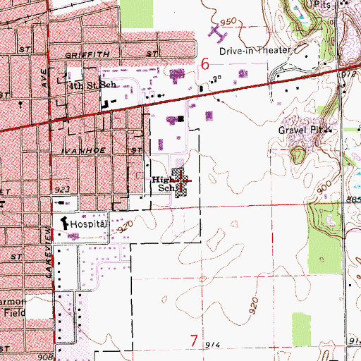 Topographic Map of Sturgis High School, MI