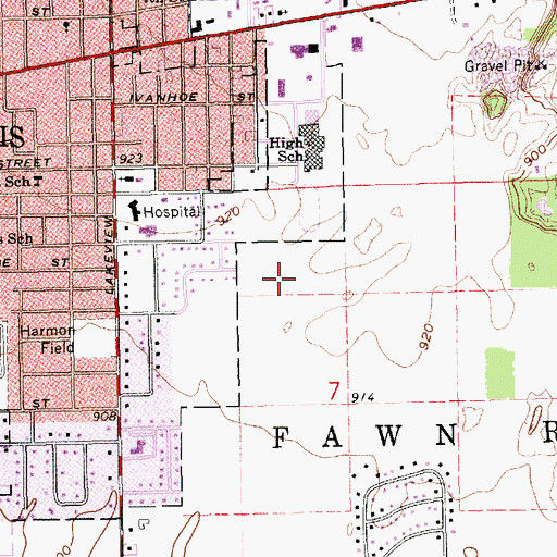 Topographic Map of Eastwood School, MI