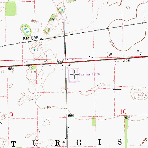 Topographic Map of Memory Lane Mobile Home Park, MI