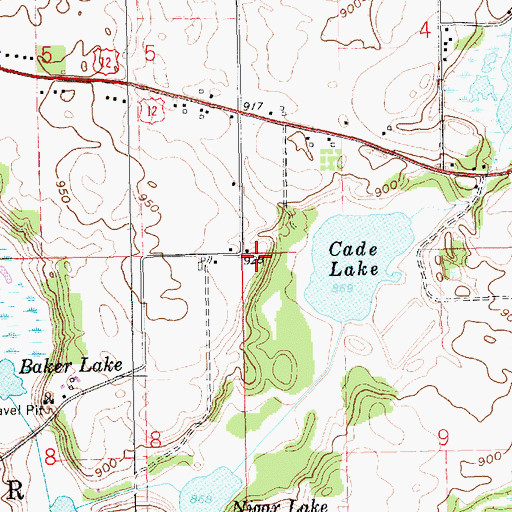 Topographic Map of Cade Lake County Park, MI