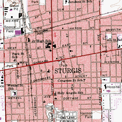 Topographic Map of Free Church Park, MI