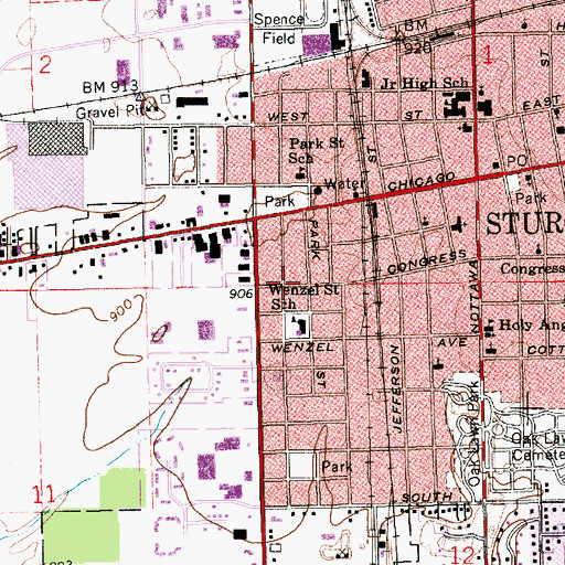 Topographic Map of Memorial Park, MI