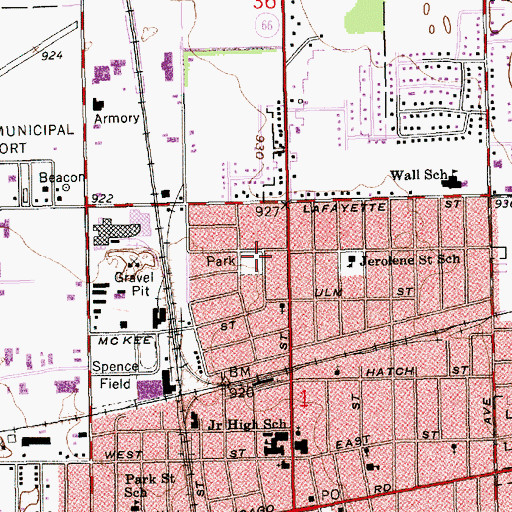 Topographic Map of Langrick Street Park, MI