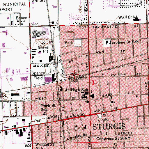 Topographic Map of Old Depot Park, MI
