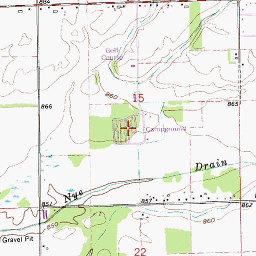 Topographic Map of Green Valley Campground, MI