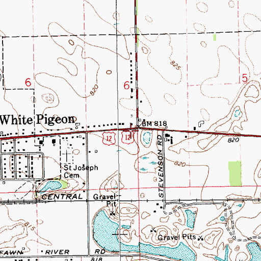 Topographic Map of White Pigeon Township Fire Department, MI