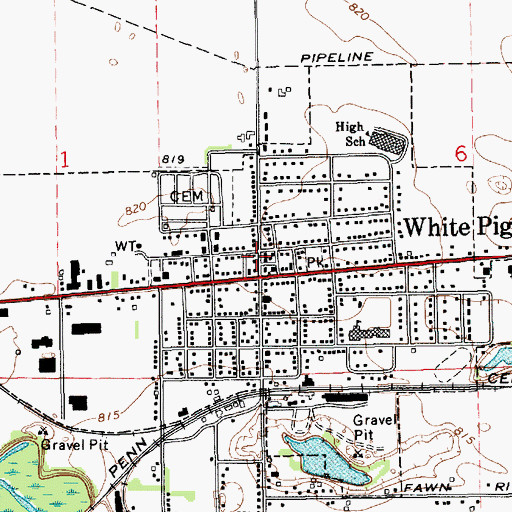 Topographic Map of White Pigeon Post Office, MI