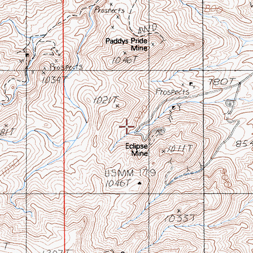 Topographic Map of Eclipse Mine, CA