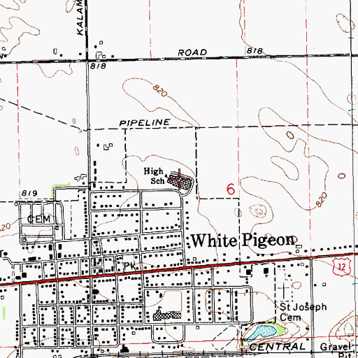 Topographic Map of White Pigeon Junior Senior High School, MI