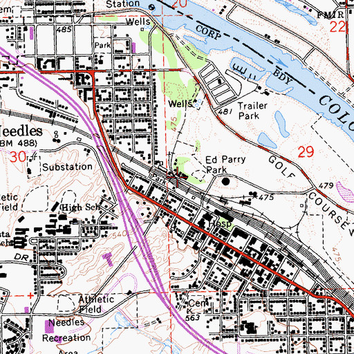 Topographic Map of Ed Parry Park, CA
