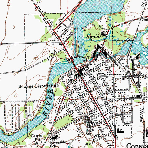 Topographic Map of Constantine Township Library, MI