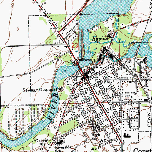 Topographic Map of Constantine Fire Department, MI