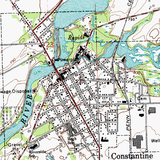 Topographic Map of Constantine United Methodist Church, MI