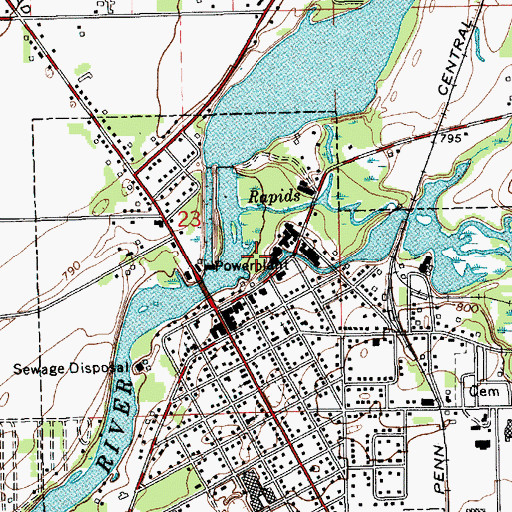 Topographic Map of Constantine Riverview Playland, MI