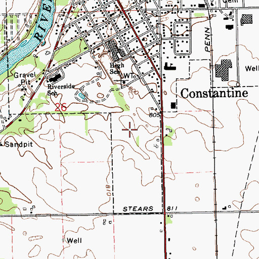 Topographic Map of Whipsering Pines Mobile Home Park, MI