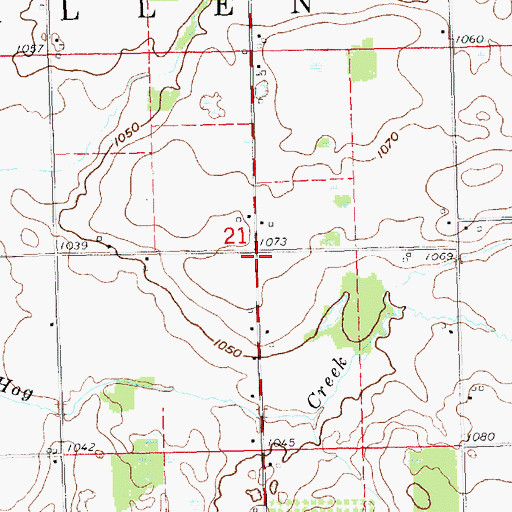 Topographic Map of South Allen Post Office (historical), MI