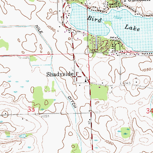 Topographic Map of Shadyside Post Office (historical), MI