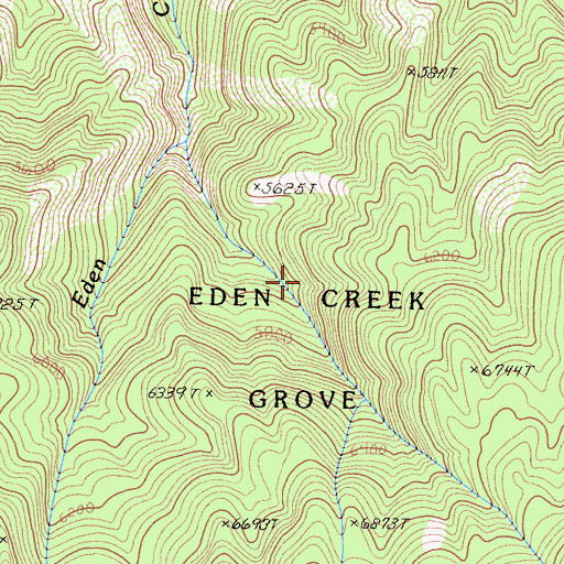 Topographic Map of Eden Creek Grove, CA