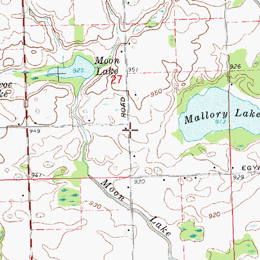 Topographic Map of Mallory Post Office (historical), MI