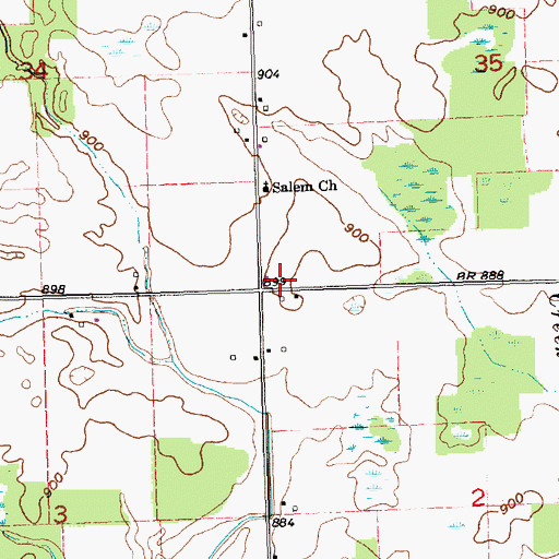 Topographic Map of Buckeye Post Office (historical), MI