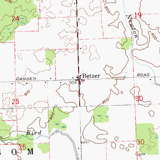 Topographic Map of Betzer Post Office (historical), MI
