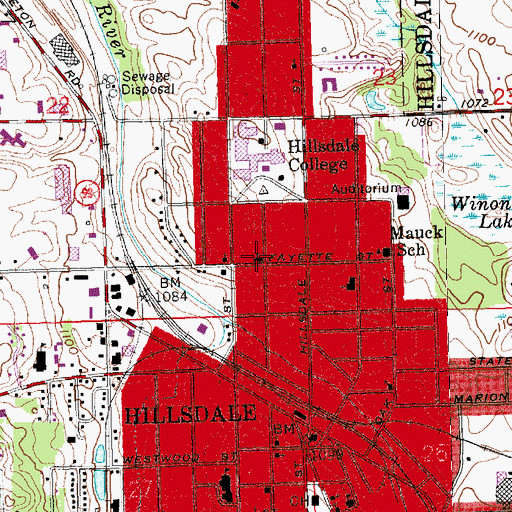 Topographic Map of College Baptist Church, MI