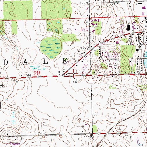 Topographic Map of Hillsdale Baptist Churhc, MI