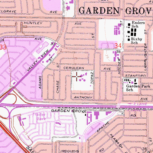Topographic Map of Edgar School, CA
