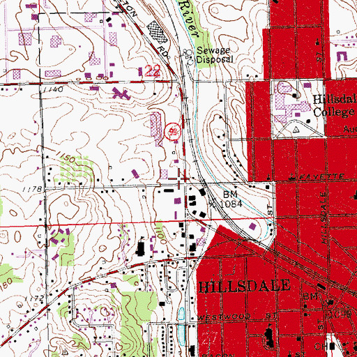 Topographic Map of Fayette Street Church of Christ, MI