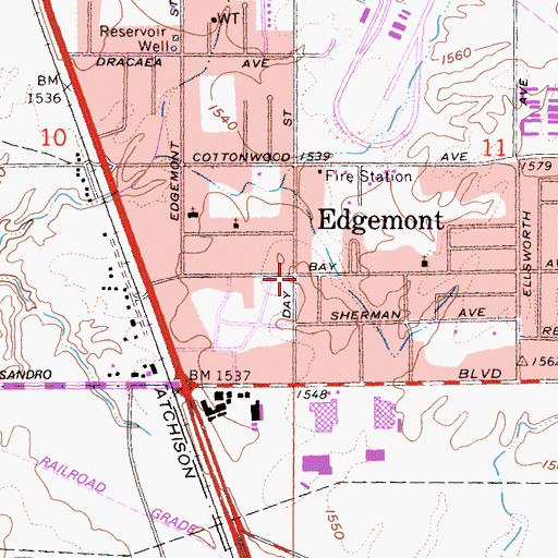 Topographic Map of Edgemont, CA