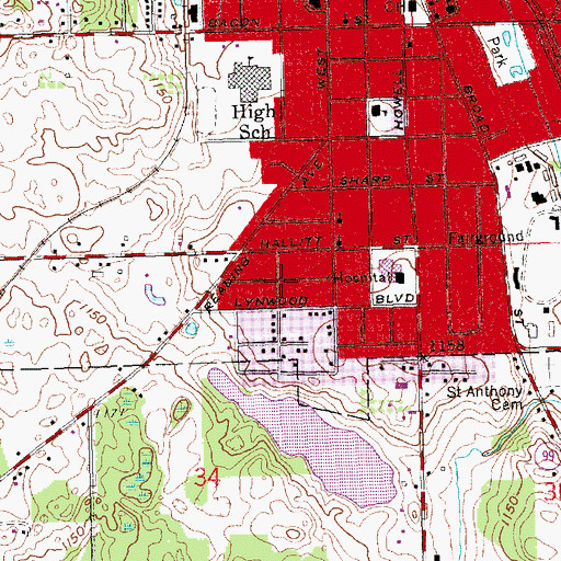 Topographic Map of Friendship Baptist Church, MI