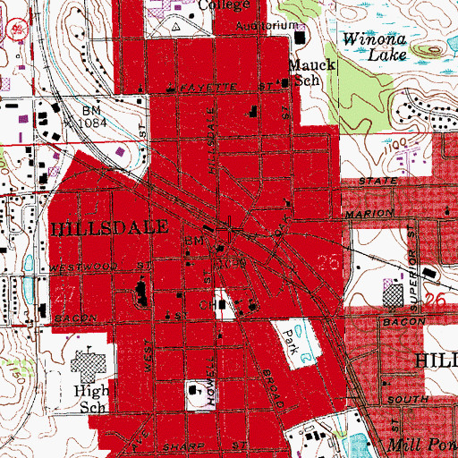 Topographic Map of Hillsdale Station, MI