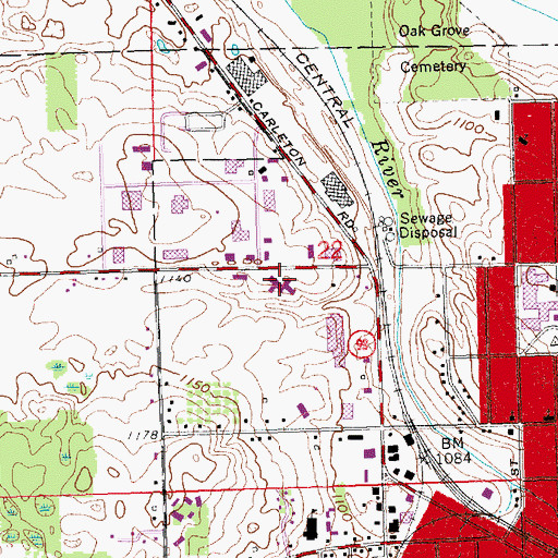 Topographic Map of Hillsdale County Medical Care Facility, MI