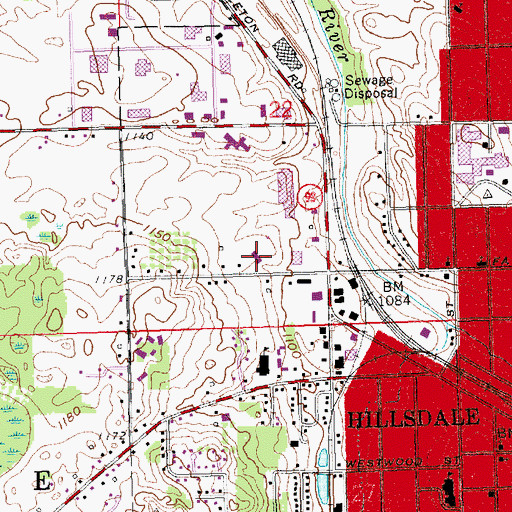 Topographic Map of Hillsdale County Sheriff's Office, MI