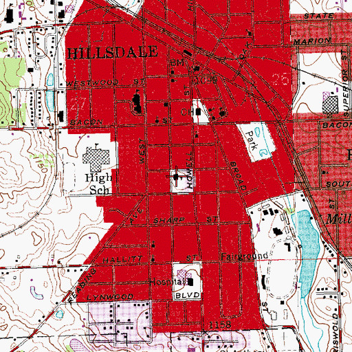 Topographic Map of Bailey Elementary School, MI