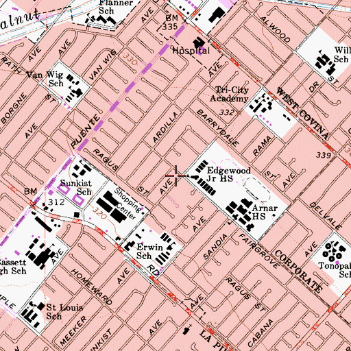 Topographic Map of Edgewood Academy, CA