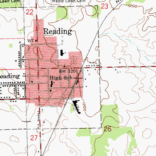 Topographic Map of Reading Station, MI