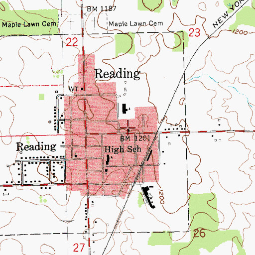 Topographic Map of Reading United Methodist Church, MI