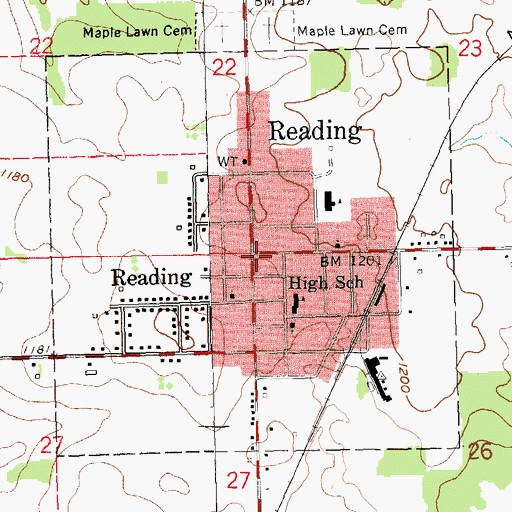 Topographic Map of Reading Police Department, MI