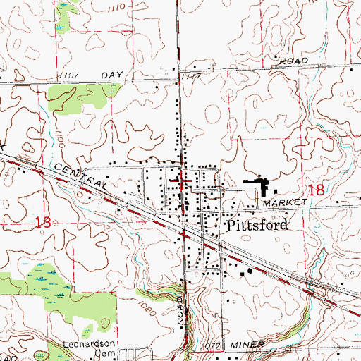 Topographic Map of Pittsford First Congregational Church, MI