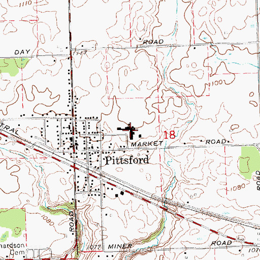 Topographic Map of Pittsford Area School, MI