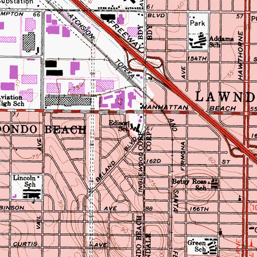 Topographic Map of Edison School, CA