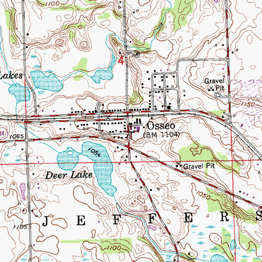 Topographic Map of Osseo Methodist Church, MI