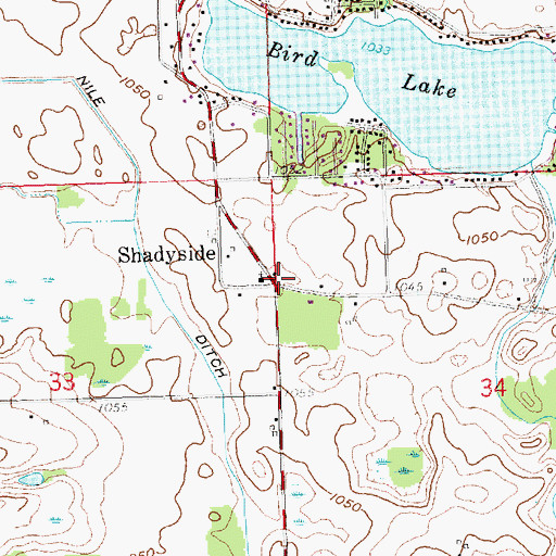 Topographic Map of Bird Lake Bible School, MI