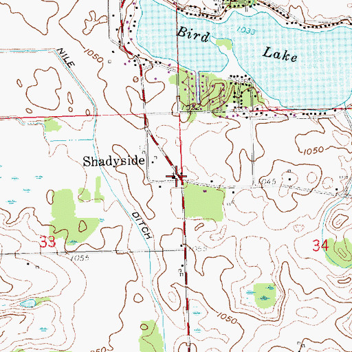 Topographic Map of Bird Lake Wesleyan Missionary Church, MI