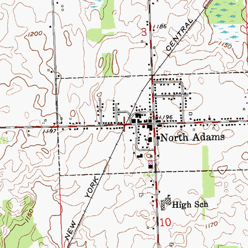 Topographic Map of North Adams Station (historical), MI