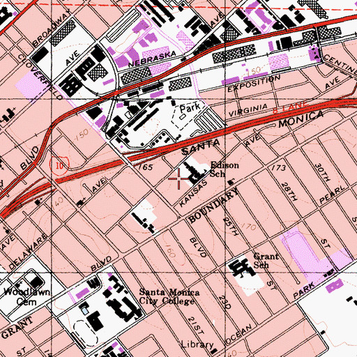 Topographic Map of Edison Elementary School, CA