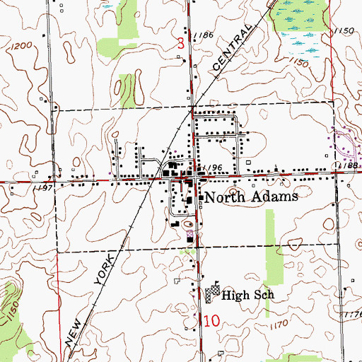 Topographic Map of North Adams Fire Department, MI