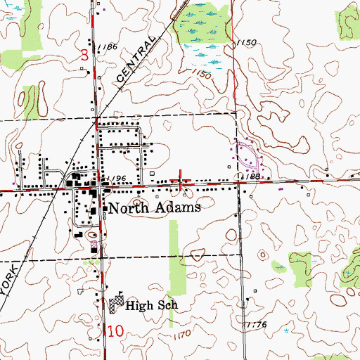 Topographic Map of North Adams United Methodist Church, MI