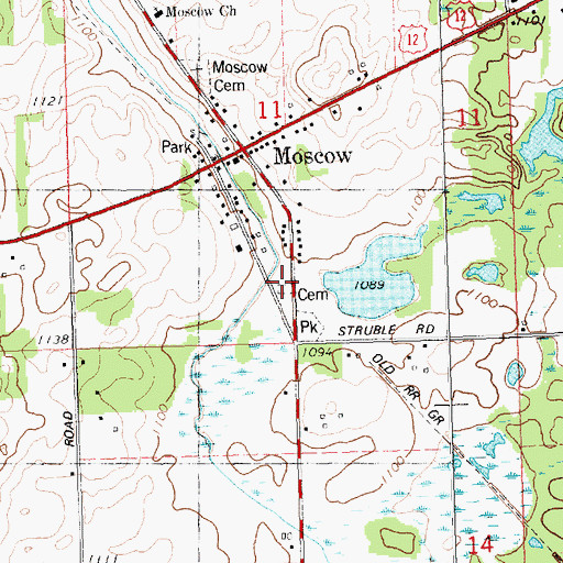 Topographic Map of South Moscow Cemetery, MI